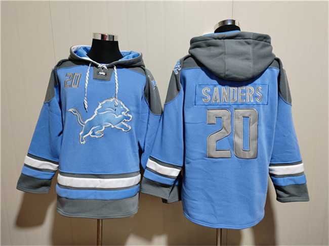 Men's Detroit Lions #20 Barry Sanders Blue Ageless Must-Have Lace-Up Pullover Hoodie,We sell and wholesale Men's Detroit Lions #20 Barry Sanders Blue Ageless Must-Have Lace-Up Pullover Hoodie on line form chian!